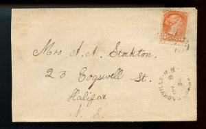 ?Sackville, N.B.split ring one of six reported copies 1884 cover Canada