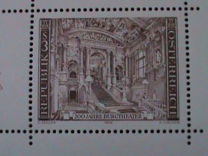 ​AUSTRIA-1976-SC#1030-BICENTENARY OF VIENNA BURGTHEATER-MNH IMPRINT PANE VF