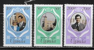 Uganda, 314-16, Royal Wedding 1981 Singles,**MNH**