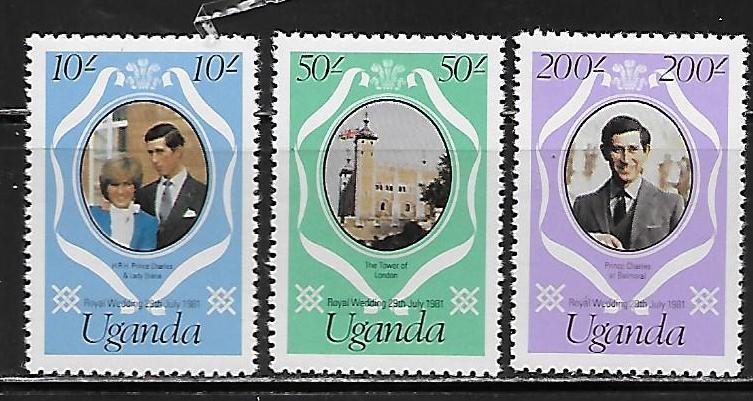 Uganda, 314-16, Royal Wedding 1981 Singles,**MNH**