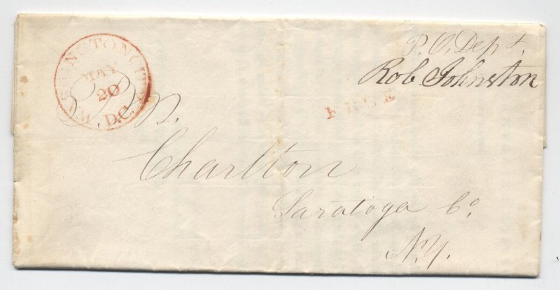 1837 Washington DC stampless free frank Rob Johnston [ST.9]