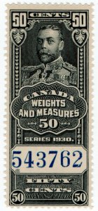 (I.B) Canada Revenue : Weights & Measures 50c