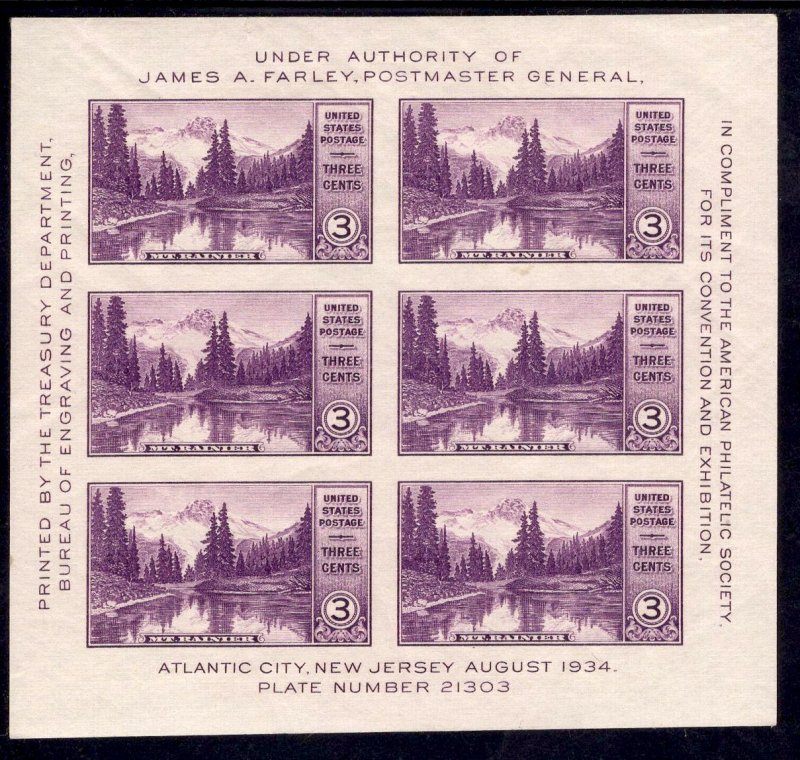 US Stamp #750 Souvenir Sheet MINT NH SCV $30