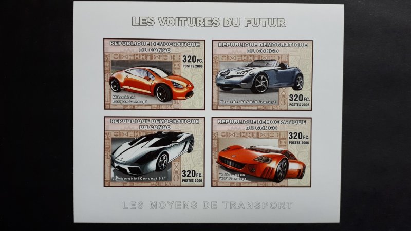Cars of the future - Congo 2006 - sheet + complete set of 4 ss imperf ** MNH