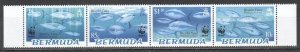 B0130 2004 Bermuda Wwf Fish Marine Life Bluefin Tuna Michel #877-80 1Set Mnh