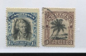 Cook Islands 1920 1  1/2 and 3d used