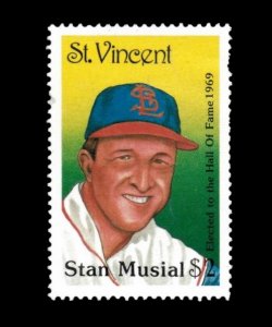 St. Vincent 1989 - Stan Musial, Baseball Hall of Fame, MLB - Individual - MNH