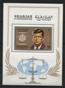 SHARJAH, JOHN F KENNEDY SOUVENIR SHEET MNH			