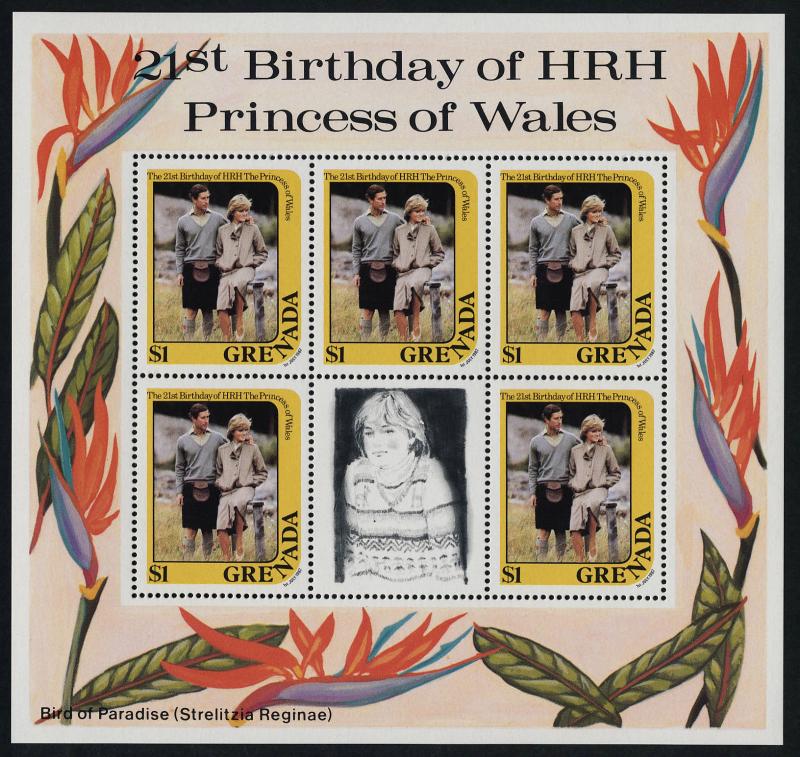 Grenada 1102A sheet MNH Princess Diana 21st Birthday, Prince Charles