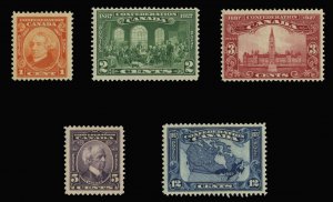 Canada #141-145 Cat$45, 1927 60th Year of the Canadian Confederation, set of ...