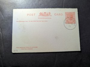 1901 British Australia Victoria Postal Stationery Postcard and Reply Card Cover