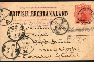 BECHUANALAND QV Stationery GB Overprints 1½d USA New York 1899 {samwells} MS2337