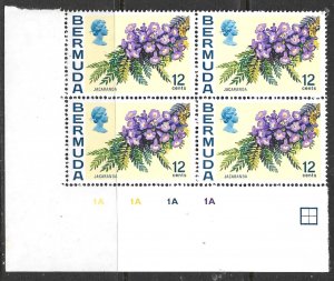 BERMUDA 1970 12c Jacaranda Flower Issue PLATE BLK4 Sc 263 MNH