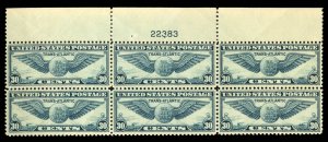 United States, Air Post #C24 Cat$110, 1939 30c Trans-Atlantic Issue, plate bl...