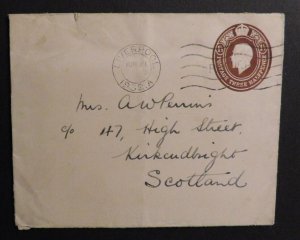 1932 Britain Posted at Sea Cover SS Scythia to Kirkcudbright Scotland Liverpool