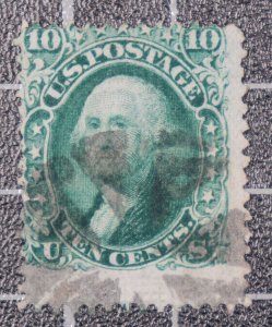 Scott 96 - 10 Cents Washington - Used - Split F Grill - Nice Stamp - SCV $250.00 