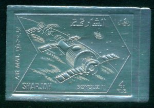 Sharjah 1972 Mi#1061B Space Achievement, Soyuz 11 Silver Foil embossed IMPERF...