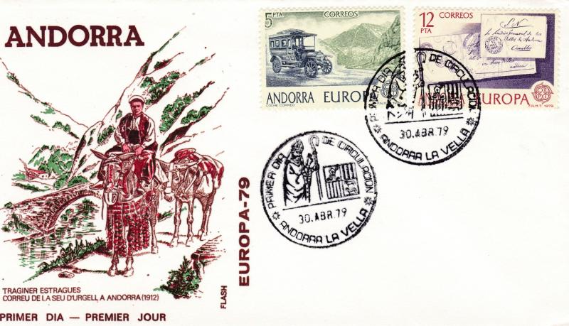 Spanish Andorra 1979 Europa issue on First Day Cover  clean unaddressed