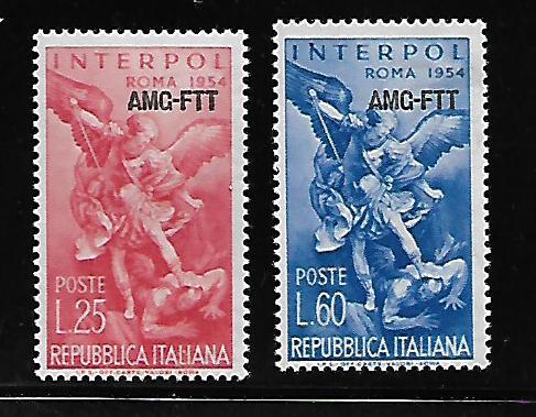 ITALY TRIESTE 207-208 MINT HINGED ST. MICHAEL OVERPOWERING THE DEVIL