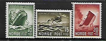 NORWAY, B35-B37, MINT HINGED, IRMA SINKING