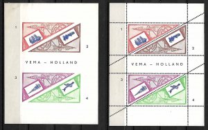 NETHERLANDS STAMPS 1963 VEMA HOLLAND ROCKET MAIL 2 S/SHEETS  PERF. + IMPERF. MNH