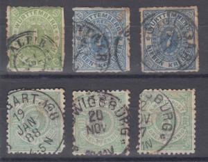 Wurttemberg Sc 47/59 used 1869-1875 issues, 6 different