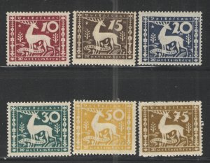 German States - Wurttemberg 1920 Sc# O53-O58 MH/HR VG - 1920 Officials