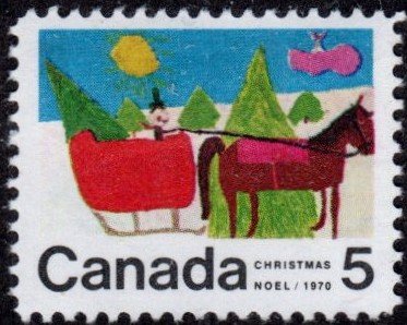 Canada 520 - Mint-H - 5c Christmas / Horse-drawn Sleigh (1970) (cv $0.60)