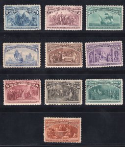 MOMEN: US STAMPS #230-239 MINT OG H/3NH(1c,2c,8c) LOT #78316