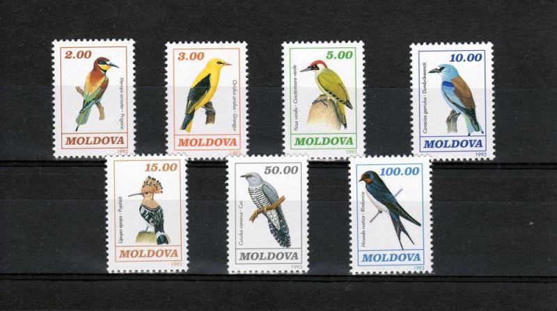 Moldova 1993 Sc#75/81  BIRDS Set (7) perforated MNH