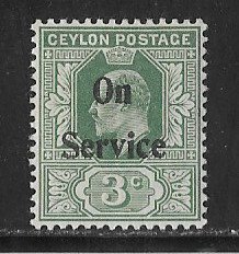 Ceylon Sc #020 3c official NHVF