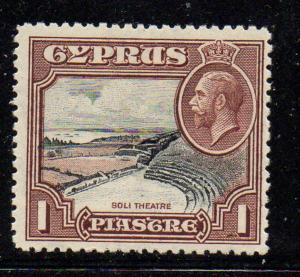 Cyprus Sc 128 1934 1 piastre Soli Theatre & George V stamp mint