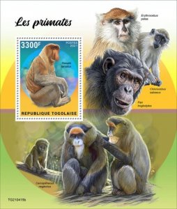 Togo - 2021 Primates, Proboscis Monkey - Stamp Souvenir Sheet - TG210415b