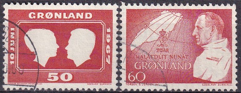 Greenland #69-70  F-VF Used CV $4.90  (Z8832)