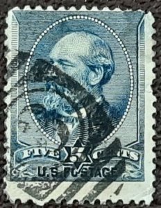 US Scott #216; 5c Garfield ; used from 1888; fine; off paper