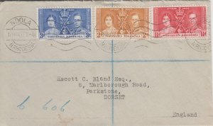 NORTHERN RHODESIA # 22-24 registered cover 12 May 1937 - Coronation FDC