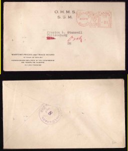 Canada-cover #14345-1c meter #140091-Montreal,Quebec-Nov 24 1944-Wartime Prices