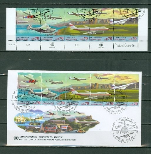 UNITED NATIONS(SWITZERLAND) 1997 AIR #311a STRIP & FDC