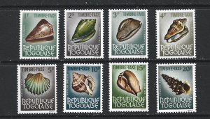TOGO - 1964 POSTAGE DUES - SHELLS - SCOTT J56 TO J63 - MNH