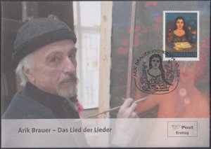 AUSTRIA  SC #2345.2 DELUXE FDC ARIK BRAUER PAINTING, SPECIAL INSERTS