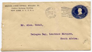 Lincoln 5c postal stationery envelope surface rate to Lourenco Marques, 1907