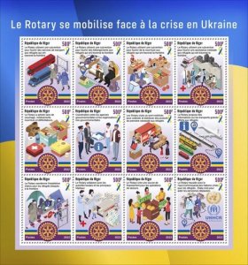 Niger - 2022 Rotary Club Ukraine Response - 12 Stamp Sheet - NIG220255a