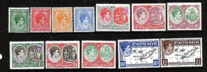 St Kitts-Nevis-Sc#79-90- id9-unused NH KGVI set-Maps-1938-48-please note that