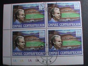 CENTRAL AFRICA EMPIRE-1978 WORLD CUP SOCCER-ARGENTINA'78 CTO   PLATE BLOCK