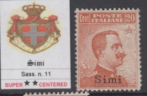 ITALY Egeo Simi - Sassone n.11 - cv 780$ SUPER CENTERED  MNH** watermarked