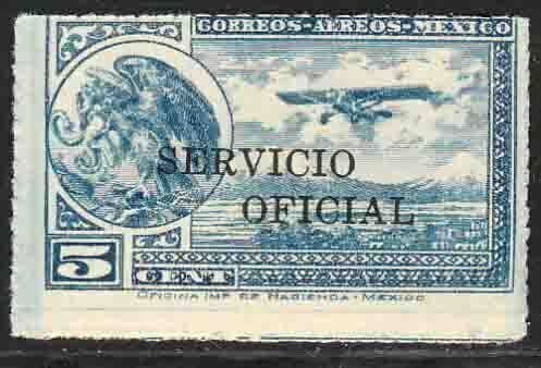 MEXICO CO25, 5¢ OFFICIAL AIR MAIL, MINT, NH. AVG-G.