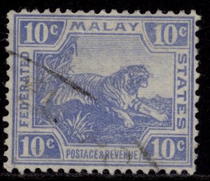 MALAYSIA - Federated Malay GV SG65, 10c bright blue, FINE USED.