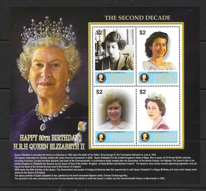 ANTIGUA SG3963a 2006 QUEEN ELIZABETH II 80th BIRTHDAY  SHEETLET  MNH