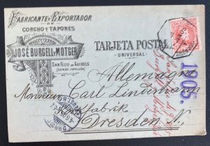 1905 Spain Commercial Postcard Cover To Dresden Germany