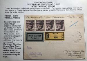 1932 Vienna Austria First Southbound Flight Cover FFC To Capetown South Africa